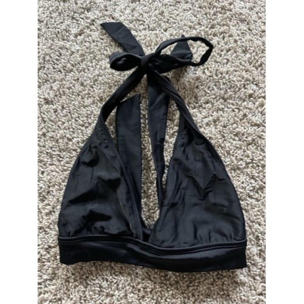 Catalina Womens Black Swim Bikini Top Size Small Solid Tie Neck and back